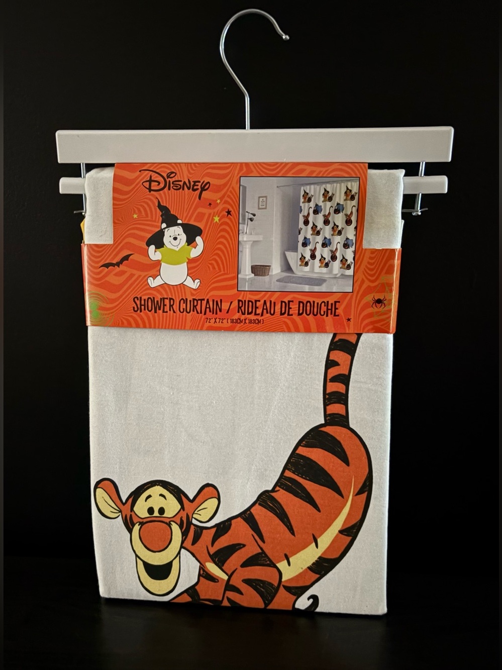 NEW Disney Winnie the Pooh Halloween Shower Curtain Tigger Eeyore Piglet 72”x72”